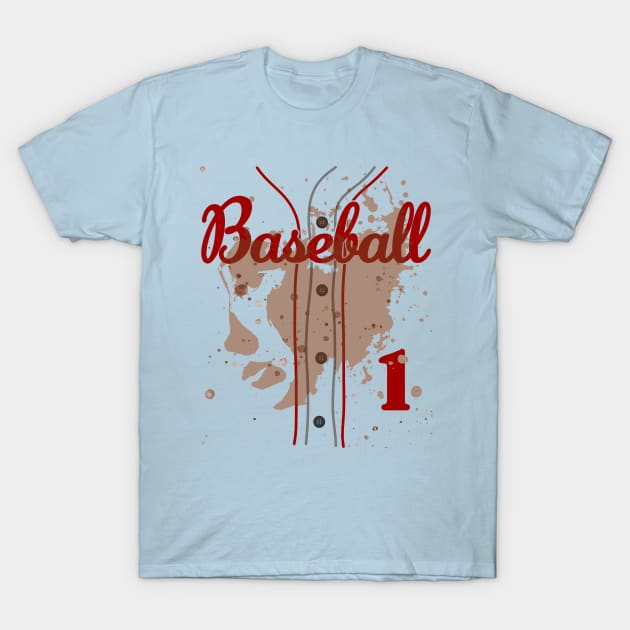 Baseball Jersey Number 1 Baseball Uniform Dirty Funny T-Shirt by TeeCreations